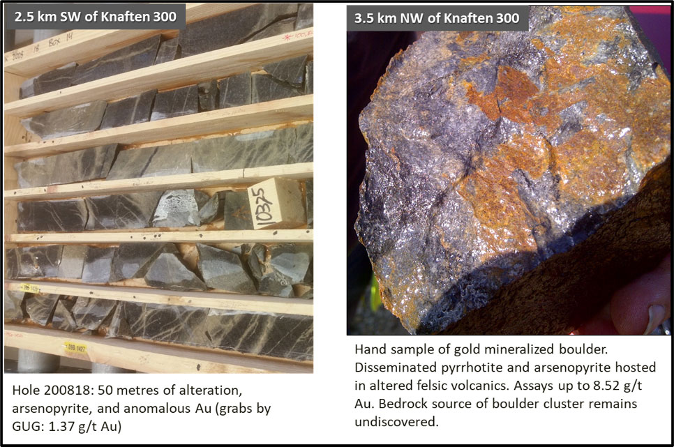 Figure 6: Other gold targets on the Knaften property