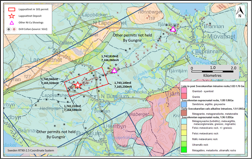 Figure 2: Simplified Geological Map of the Lappvattnet Project Area