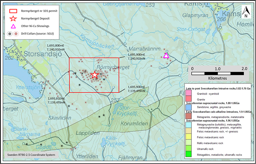 Figure 3: Simplified Geological Map of the Rormyrberget Project Area